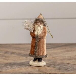 Ragon House 5.75" Ginger & Silver Velvet Belsnickle Santa Christmas Ornament NEW